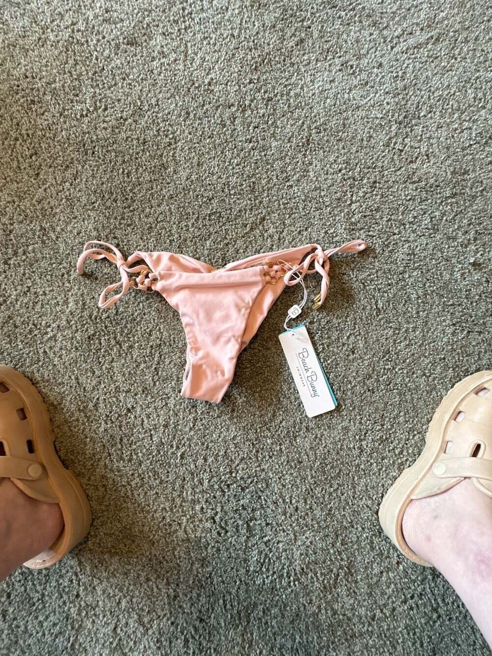 Beach Bunny Ireland Tie Side Bikini Bottom Blush Pink Size L